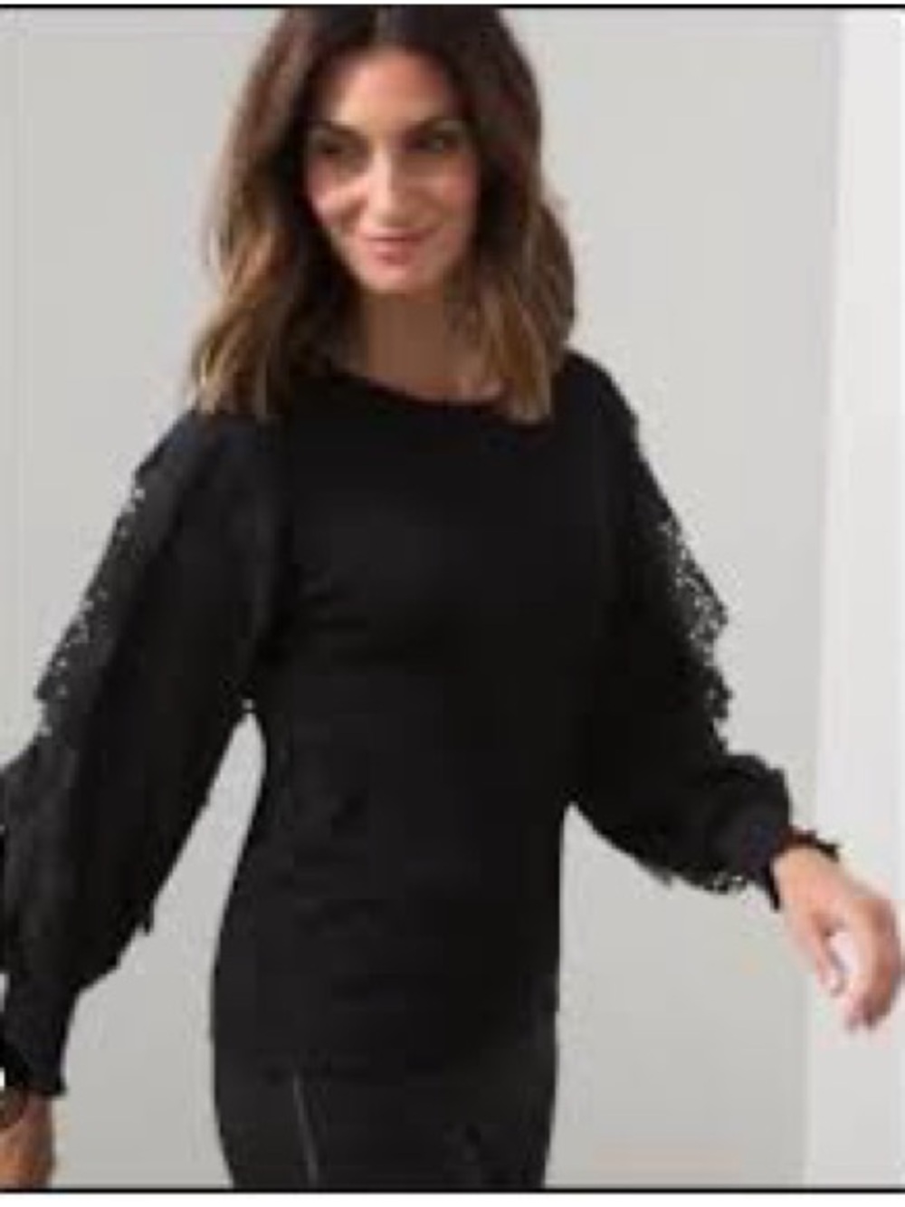 Chicos’s black laced arms top. Size 1—Medium/8